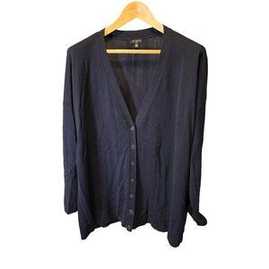 Talbots NWT Plus Navy Blue Long Sleeve V-Neck Button Up Knit Cardigan SZ 3XL
